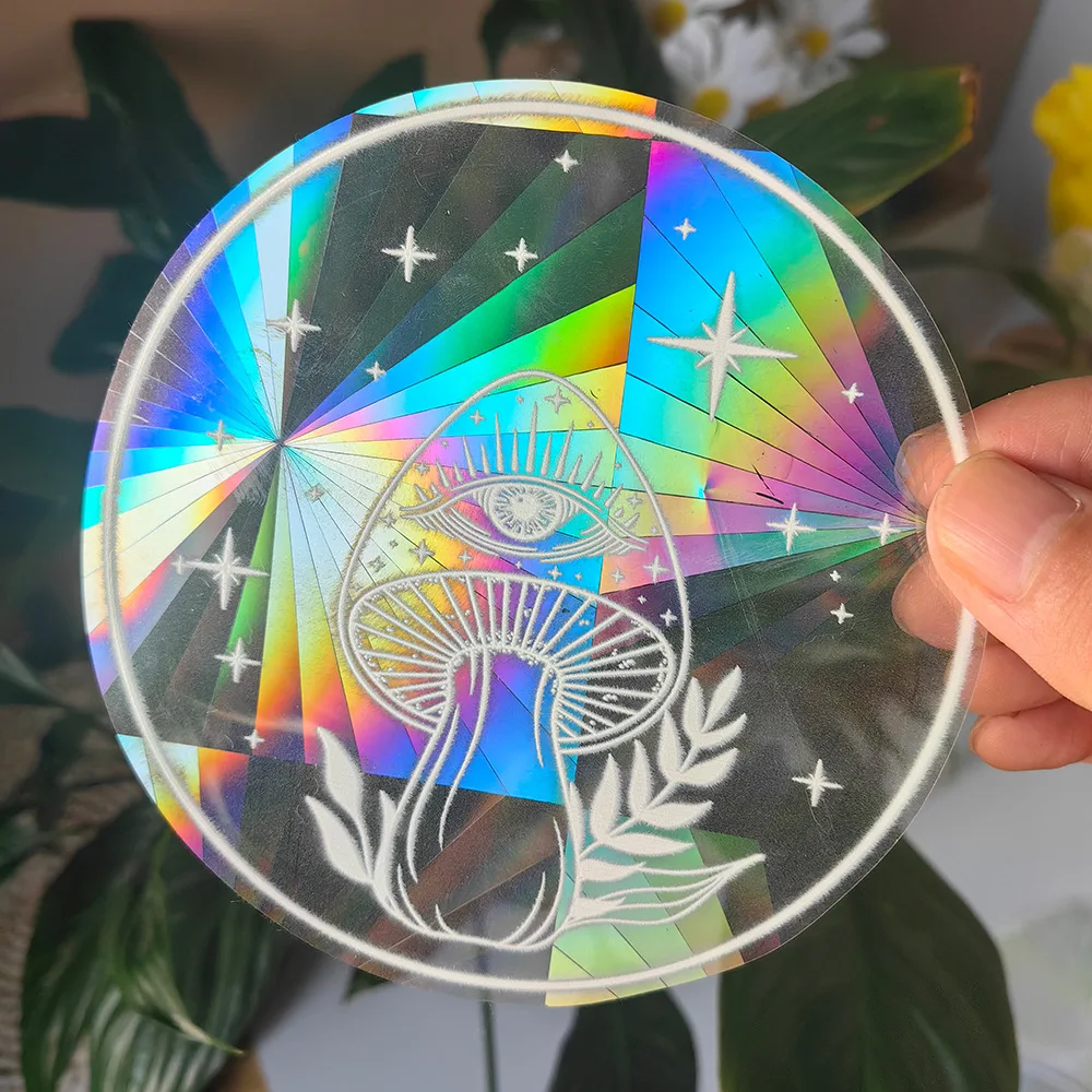 Naklejki na okno 3D tęczowy łapacz słońca kot i niedźwiedź Fluorescencyjny róż