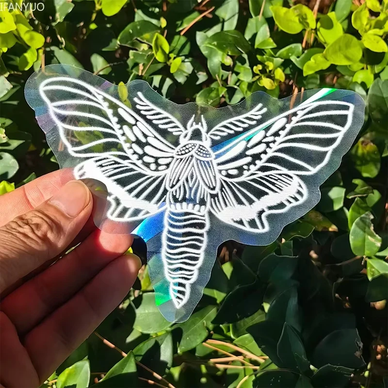 Naklejki sun catcher kot i ćma - tęczowe pryzmaty na szybę Ciemny niebieski