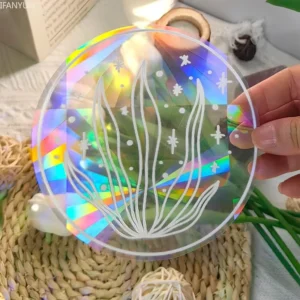 Naklejki sun catcher kot i ćma - tęczowe pryzmaty na szybę Czarny