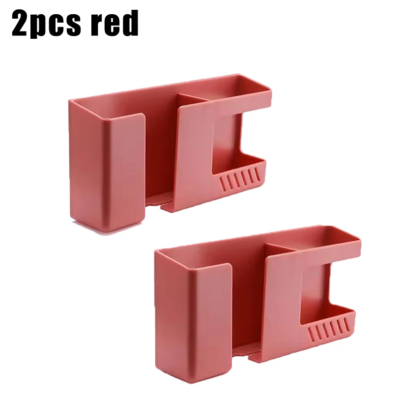 Naścienny uchwyt na pilota i telefon — schowek 2 w 1 bez wiercenia Różowa czerwień