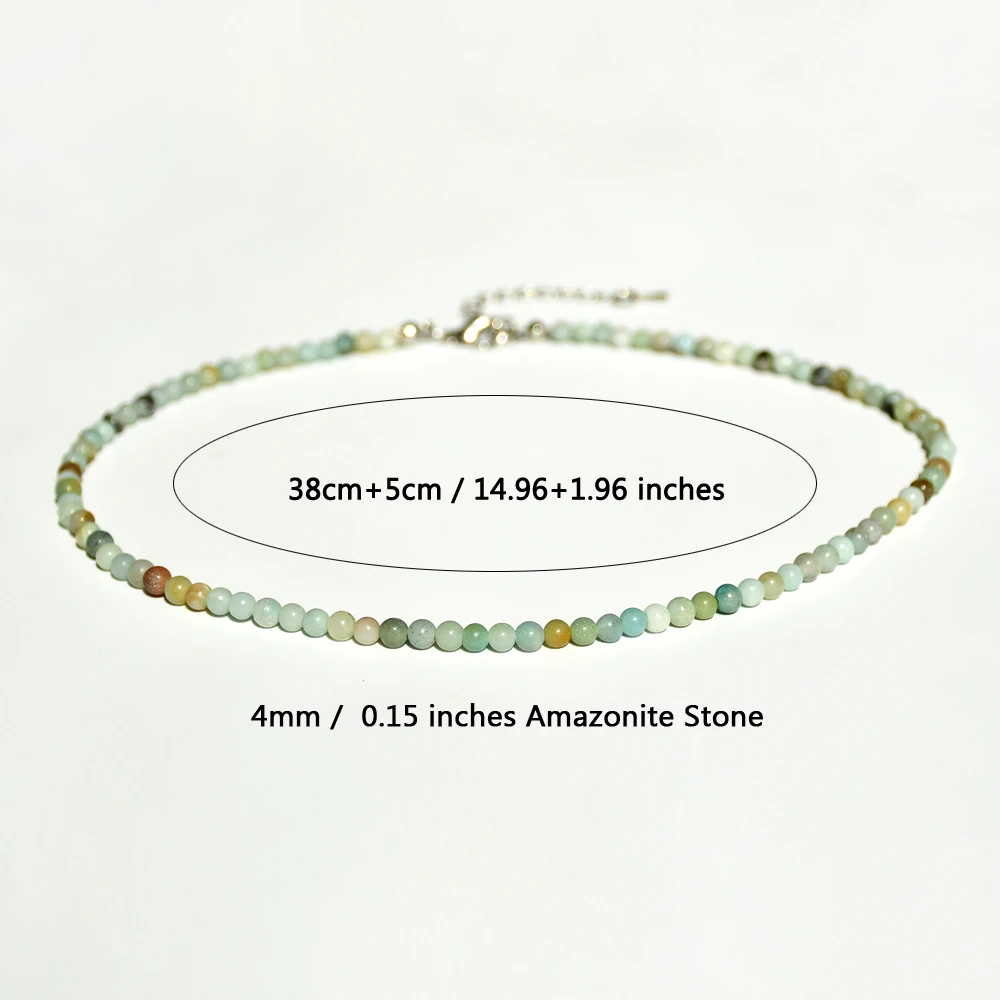 Naszyjnik z amazonitu - choker z naturalnych kamieni 4mm beads