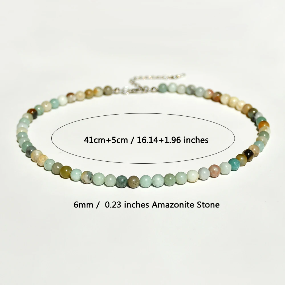 Naszyjnik z amazonitu - choker z naturalnych kamieni 6mm beads