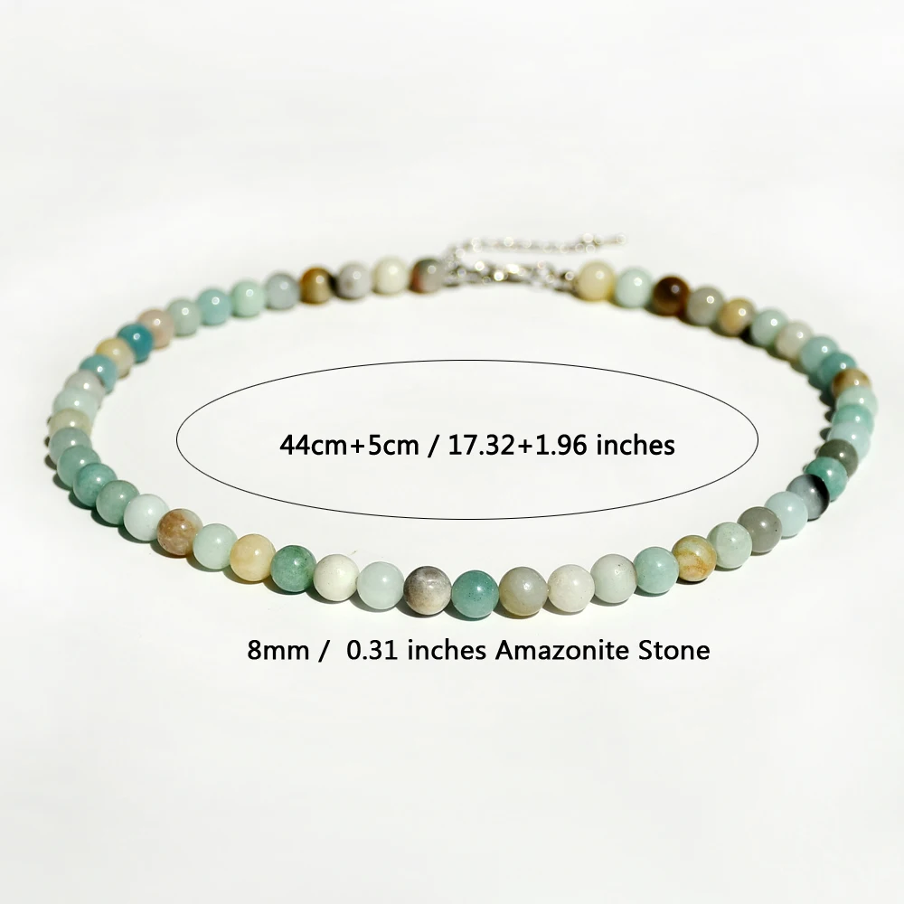 Naszyjnik z amazonitu - choker z naturalnych kamieni 8mm beads