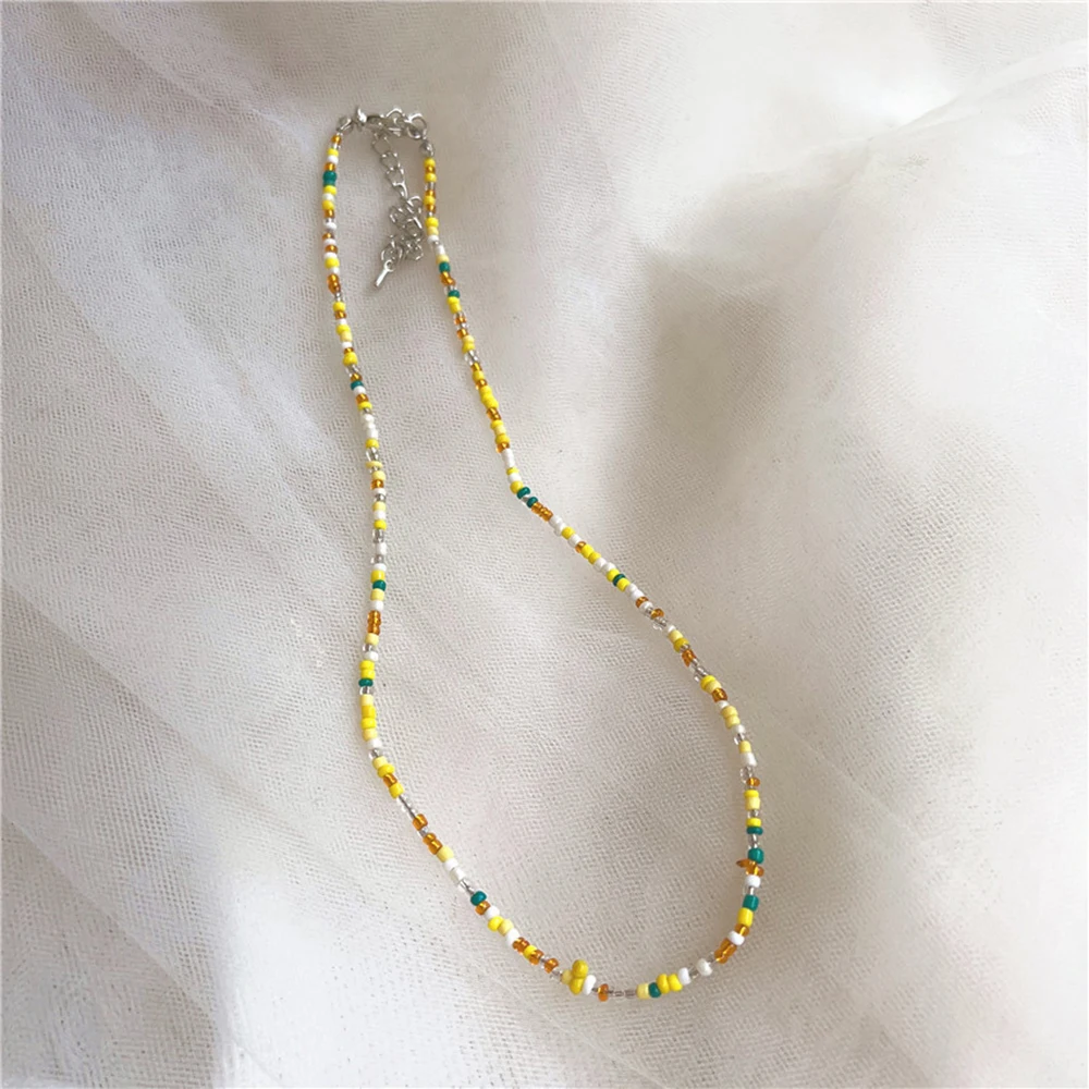 Naszyjnik choker boho z kolorowych koralików dla kobiet Żółty