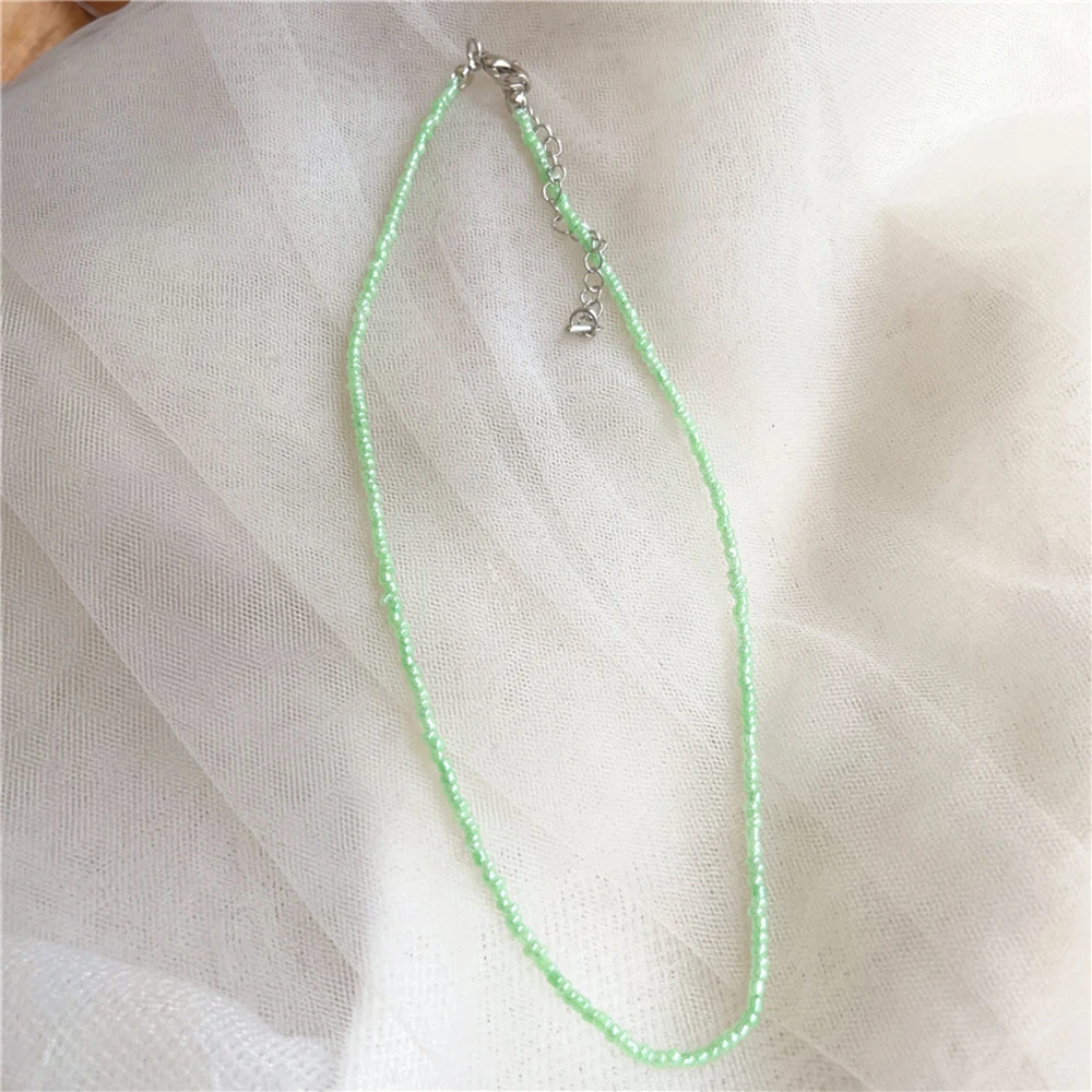Naszyjnik choker boho z kolorowych koralików dla kobiet N15 light.green