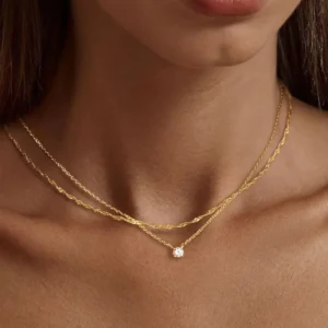 Naszyjnik choker damski z cyrkonią pozłacany Złoty