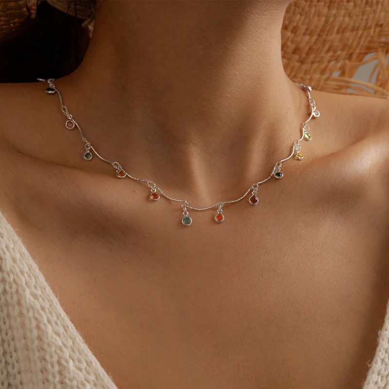 Naszyjnik choker z frędzlami w kolorach cukierkowych Hzs 117 4
