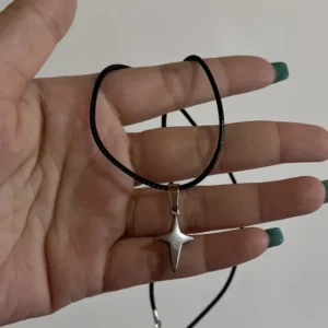 Naszyjnik choker z gwiazdą ze stali w stylu Y2K 6