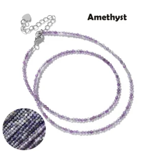 Naszyjnik choker z naturalnych kamieni fasetowanych 2 mm Kolor różowego złota