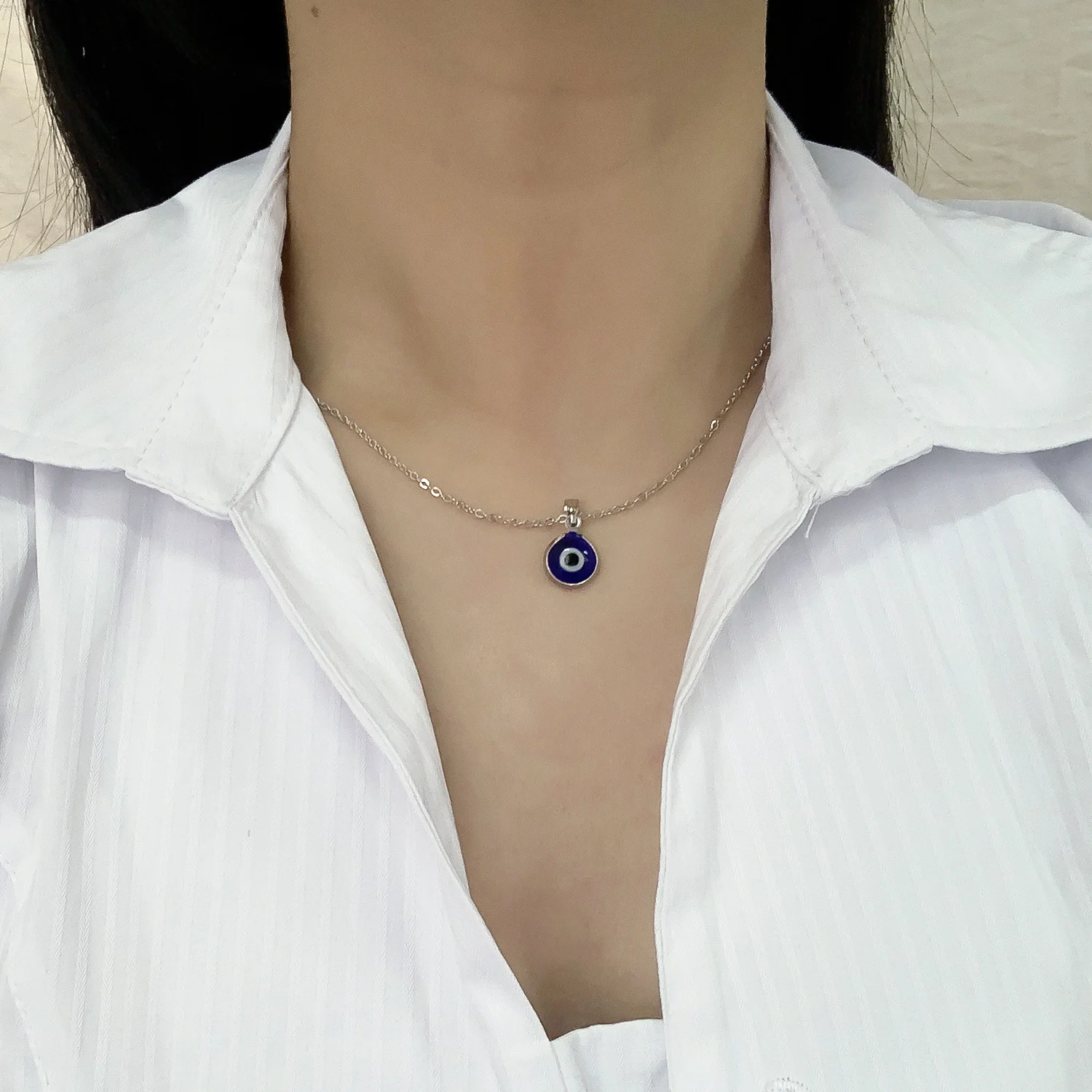 Naszyjnik choker z okiem proroka – turecki niebieski amulet Style 20