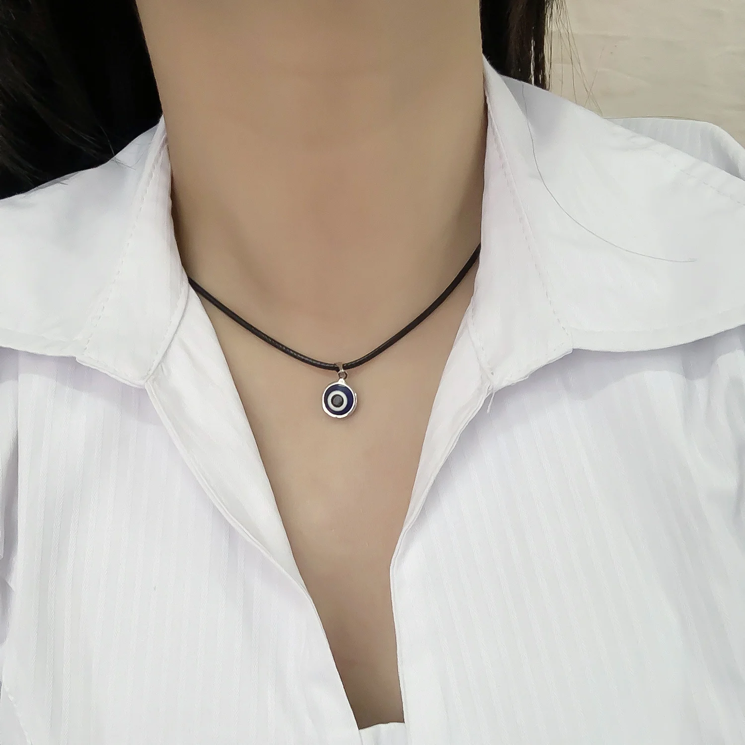 Naszyjnik choker z okiem proroka – turecki niebieski amulet Style 21