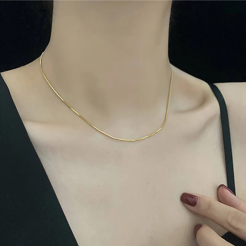 Naszyjnik choker wężowy łańcuszek ze stali nierdzewnej Złoty