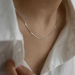 Naszyjnik choker wężowy łańcuszek ze stali nierdzewnej Srebrny