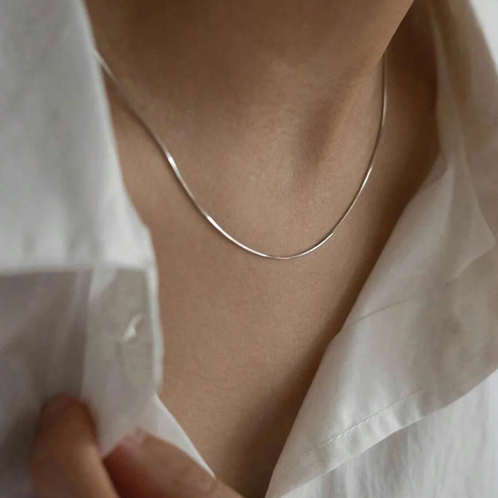 Naszyjnik choker wężowy łańcuszek ze stali nierdzewnej Srebrny