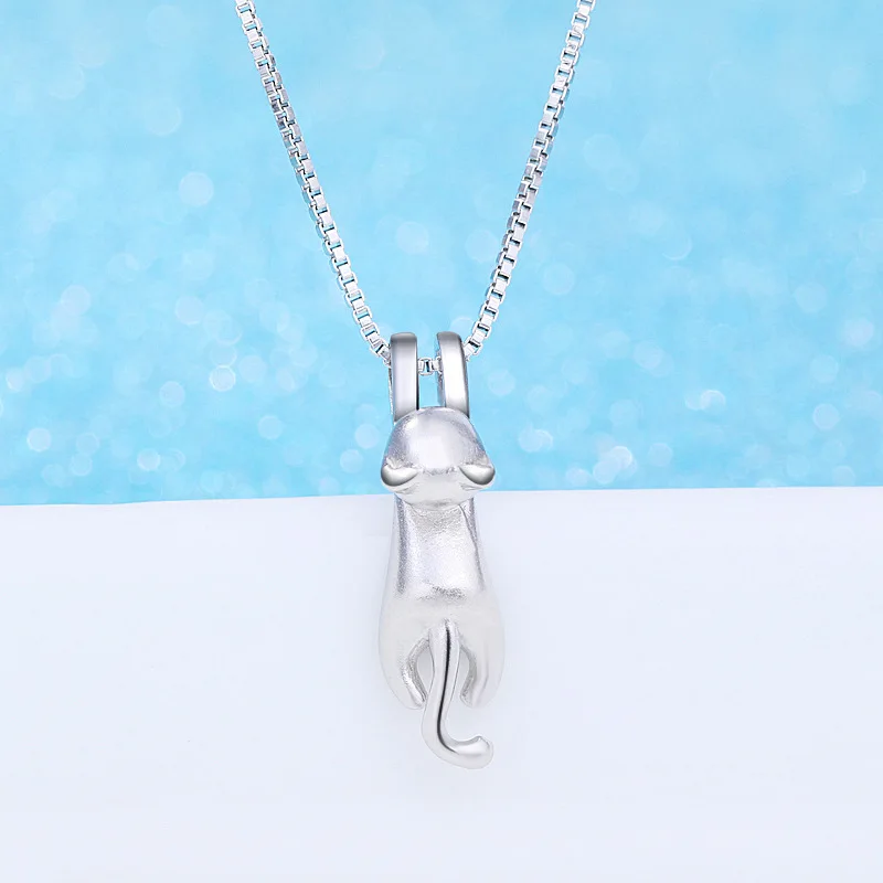 Naszyjnik choker z kotem srebro 925 vintage Biały