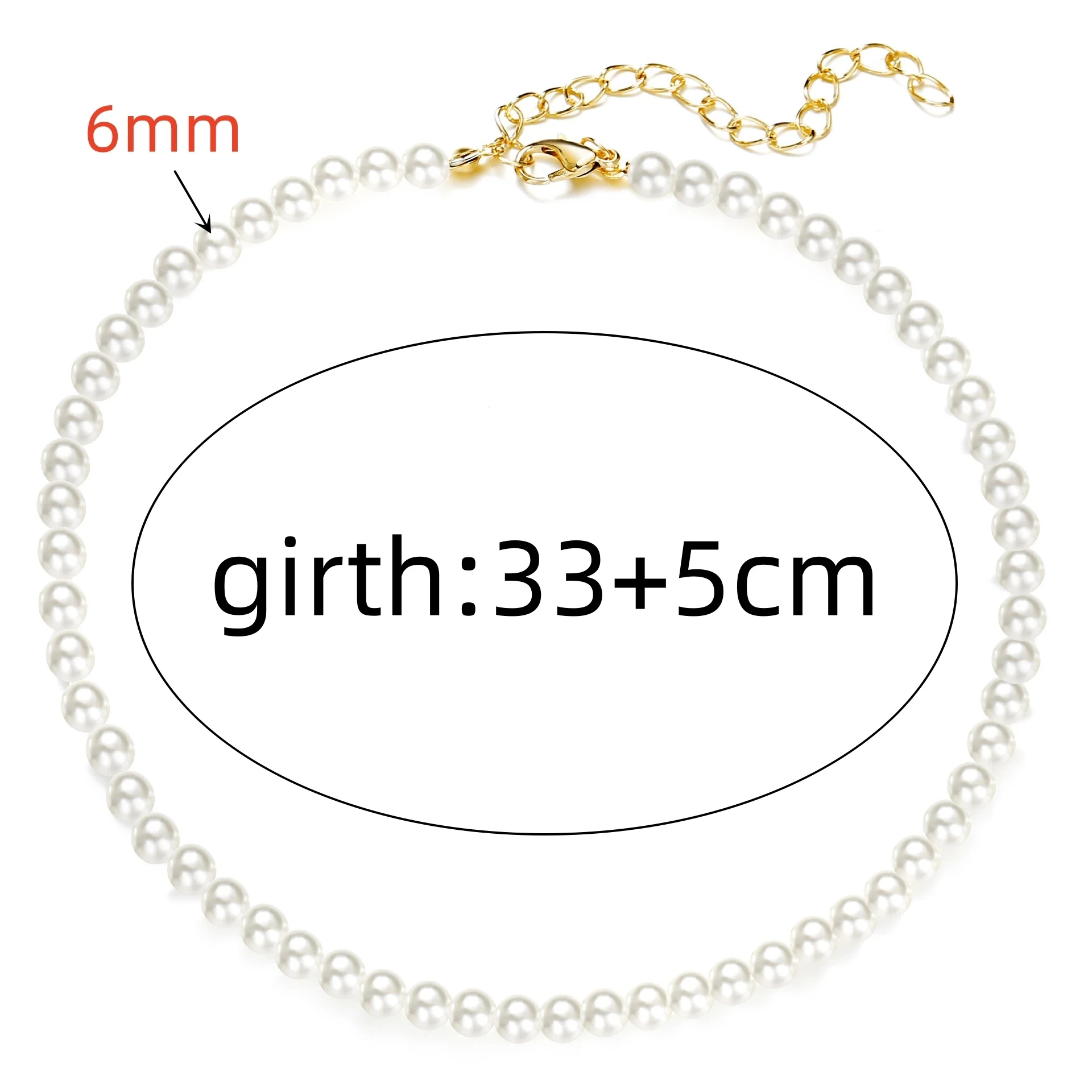 Naszyjnik choker z perłami 4–8 mm do obojczyka L