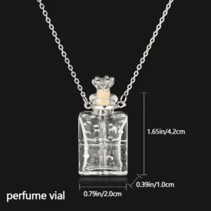 Naszyjnik z otwieraną fiolką na perfumy ze stalowym łańcuszkiem Fiolet kobaltowy