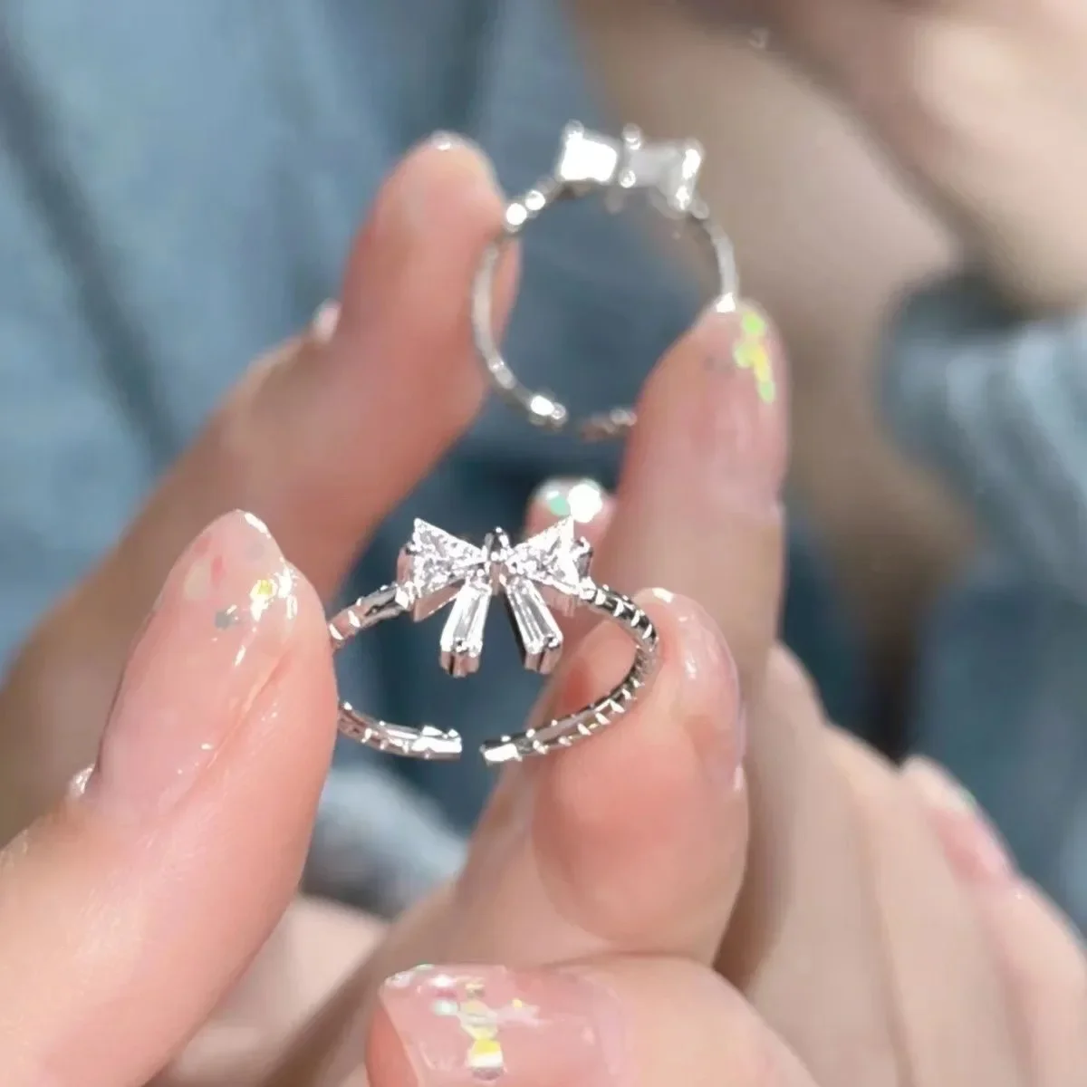 Naszyjnik z kokardką - delikatny choker w stylu koreańskim Rings