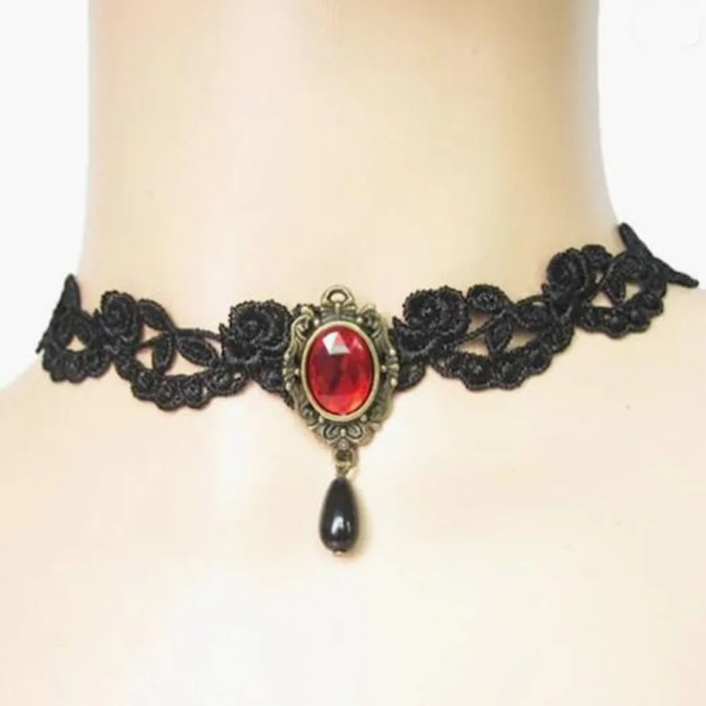 Naszyjnik koronkowy choker w stylu gotyckim 03