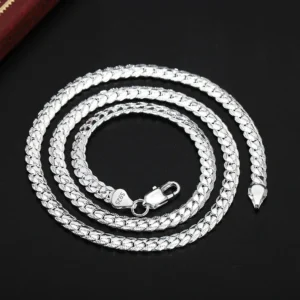 Naszyjnik łańcuszek 6mm w kolorze srebra i złota 18K Srebrny