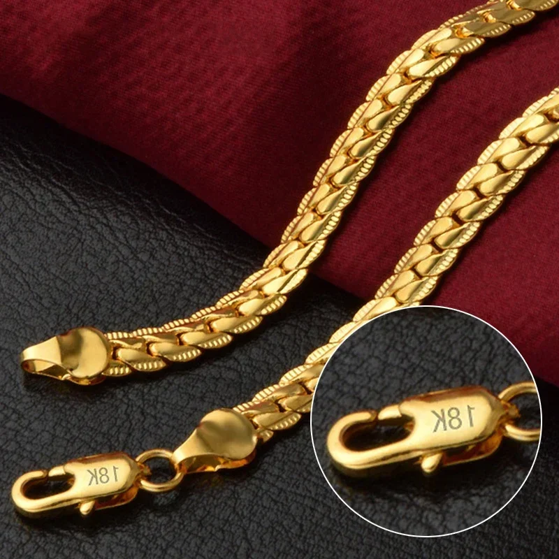 Naszyjnik łańcuszek 6mm w kolorze srebra i złota 18K Złoto