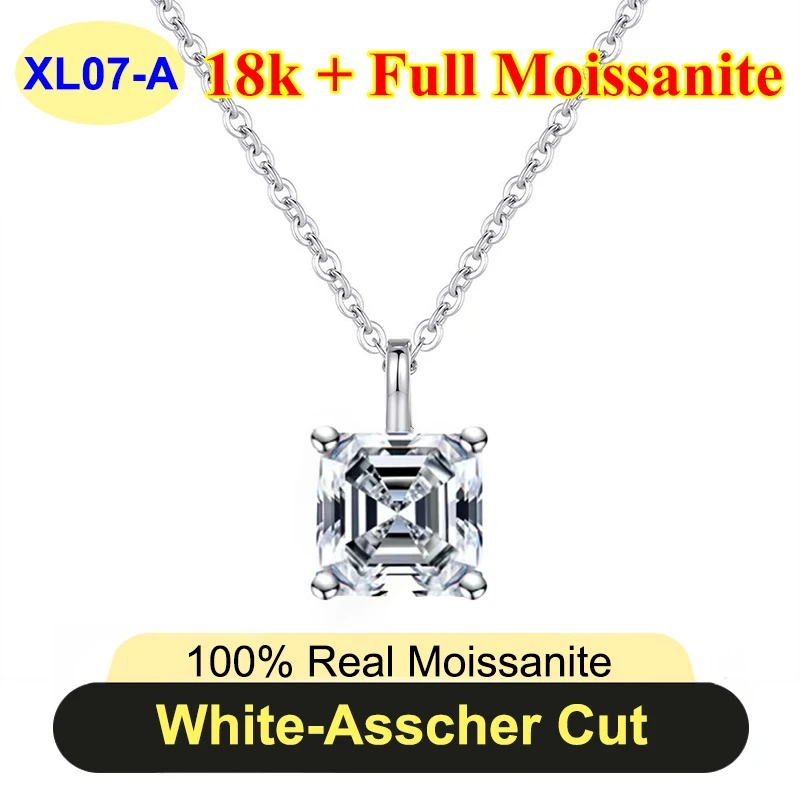 Naszyjnik z moissanitem 1-3 ct, srebro 925 pozłacane, kolor D VVS1 Biały