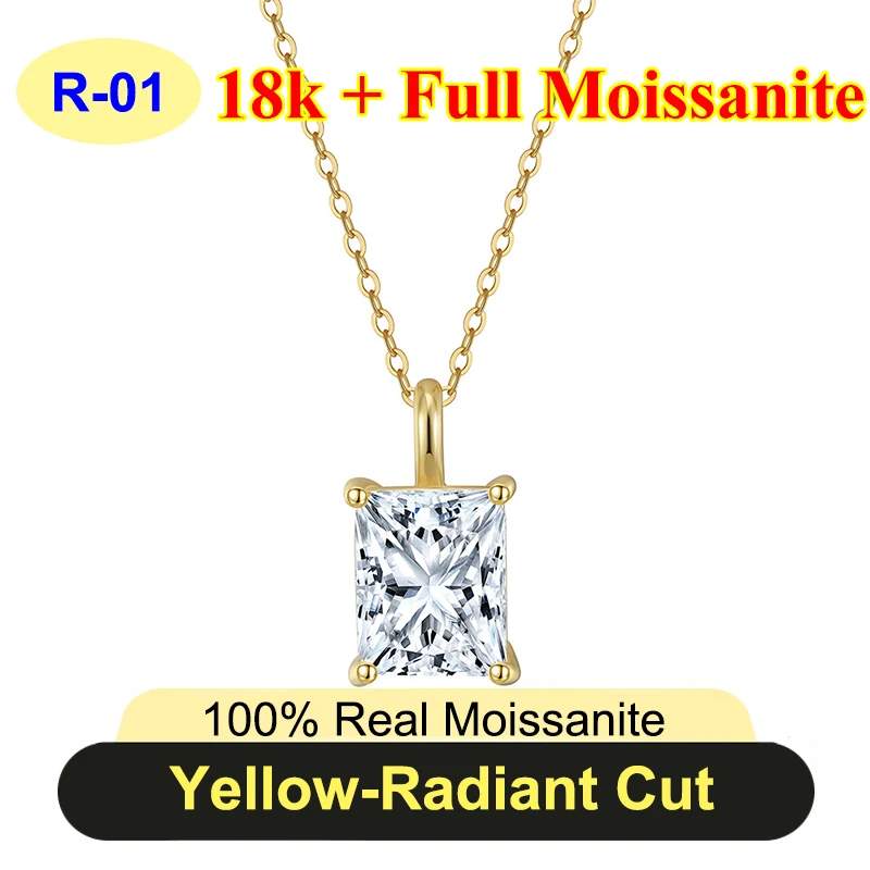 Naszyjnik z moissanitem 1-3 ct, srebro 925 pozłacane, kolor D VVS1 Żółty