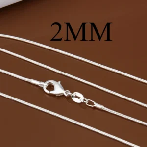 Naszyjnik łańcuszek typu snake chain w kolorze srebra 1-2 mm 2mm