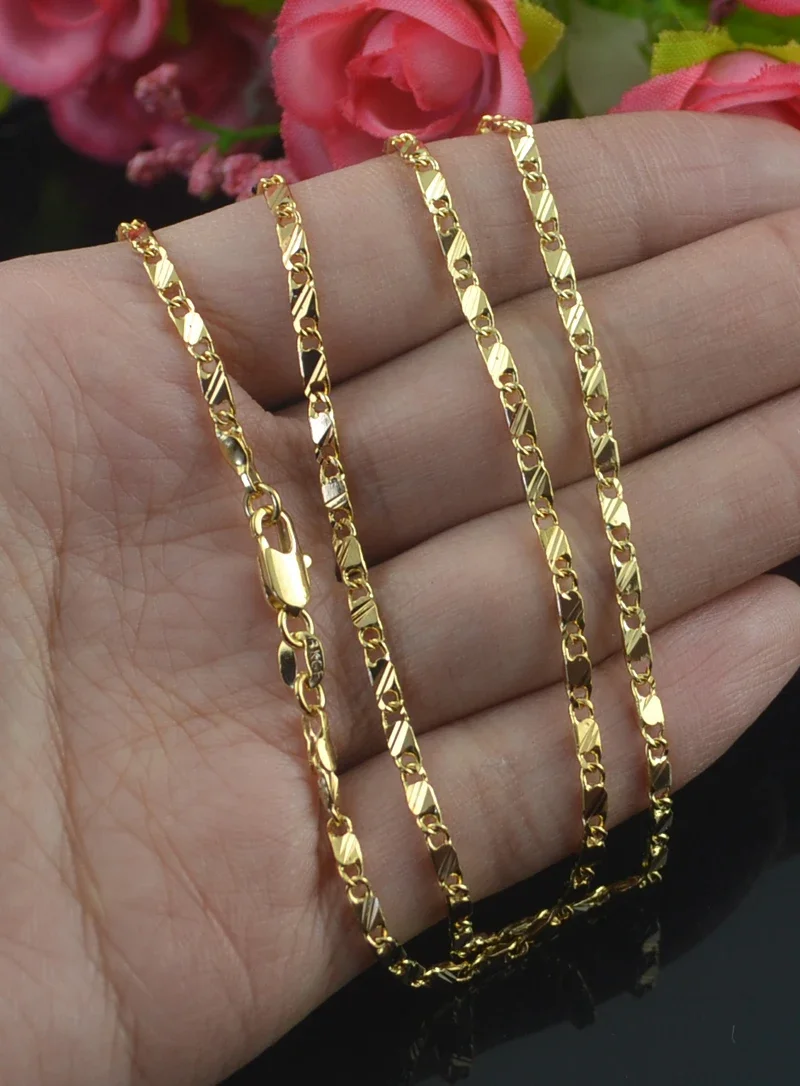 Naszyjnik ze srebra 925 pokryty złotem 18K - łańcuszek unisex Złoto
