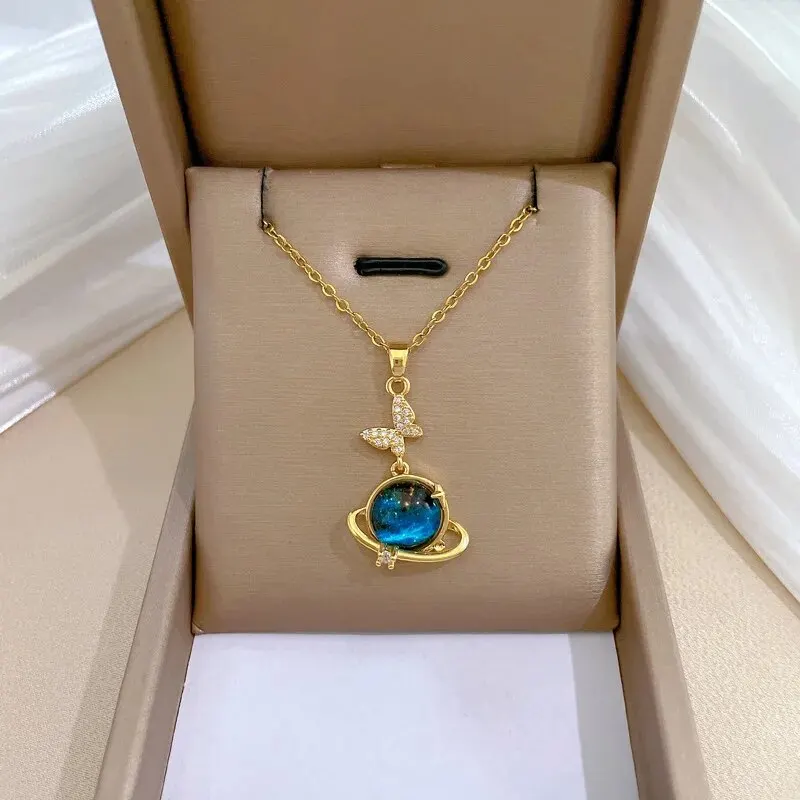 Naszyjnik ze stali tytanowej z motywem planet i gwiazd Necklace b