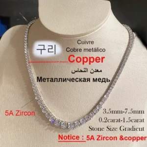 Naszyjnik tenisowy z moissanitami i certyfikatem - srebro próby 925 Zircon copper