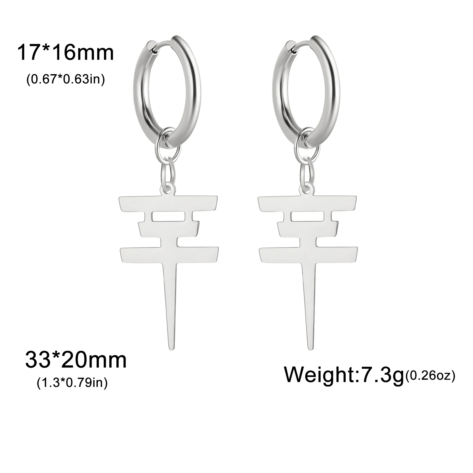 Naszyjnik Tokio Hotel - zawieszka ze stali nierdzewnej Earring2 sliver