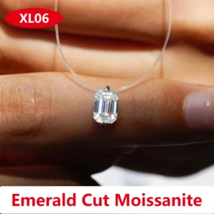 Naszyjnik z moissanitem na żyłce - wisiorek dla kobiet Emerald