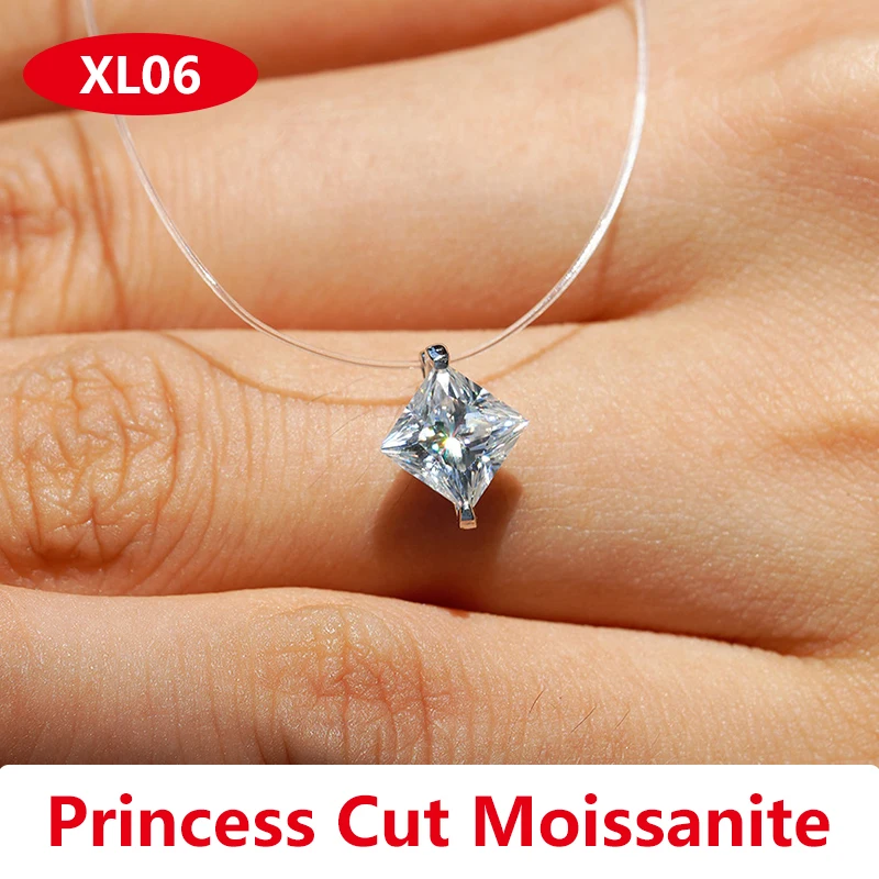 Naszyjnik z moissanitem na żyłce - wisiorek dla kobiet Princess