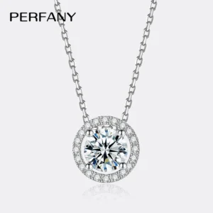 Naszyjnik z moissanitem srebro próby 925 PERFANY 1ct 6.5mm