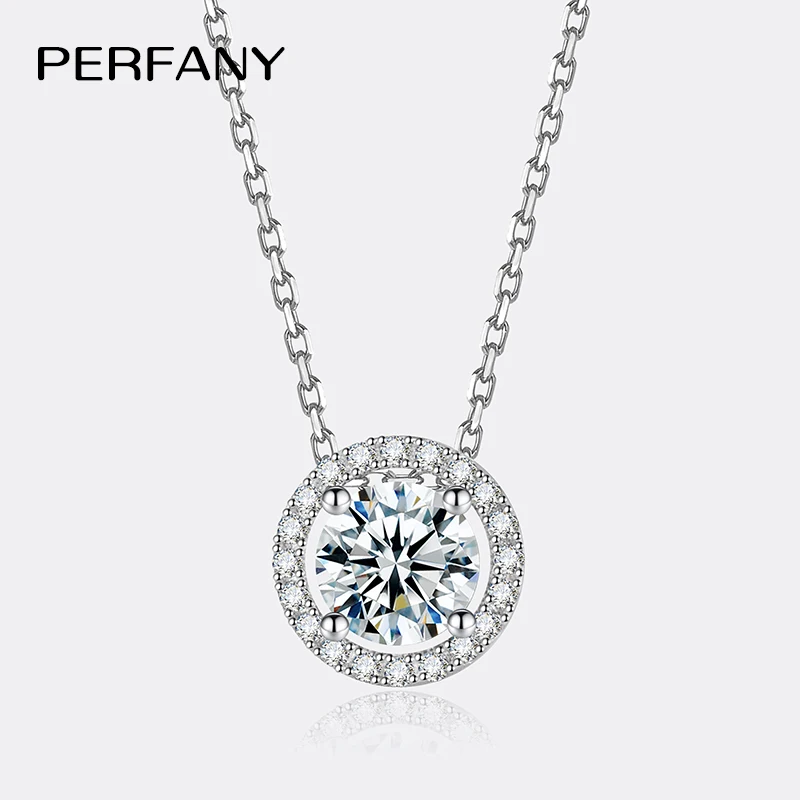 Naszyjnik z moissanitem srebro próby 925 PERFANY 1ct 6.5mm