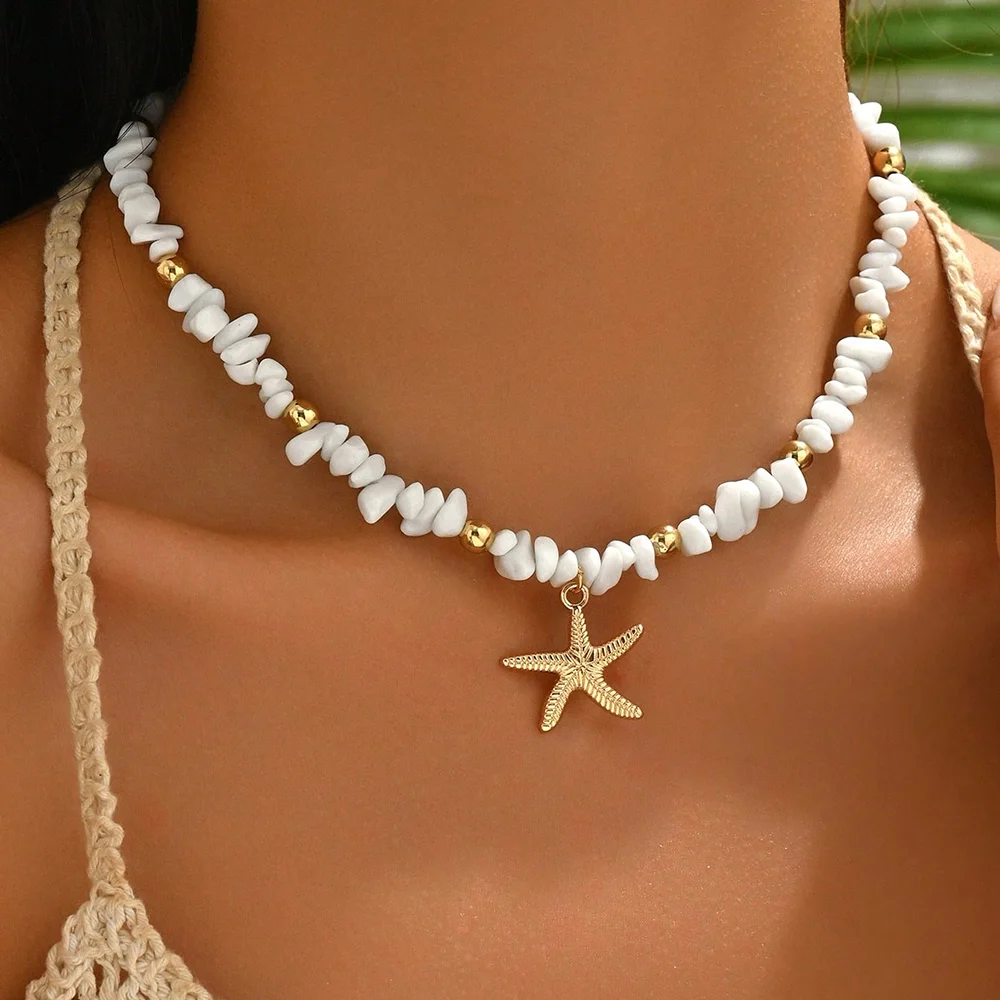 Naszyjnik z muszli - letni choker w stylu boho dla kobiet Qq202572
