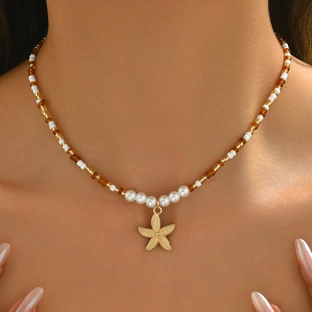 Naszyjnik z muszli - letni choker w stylu boho dla kobiet Qq202573