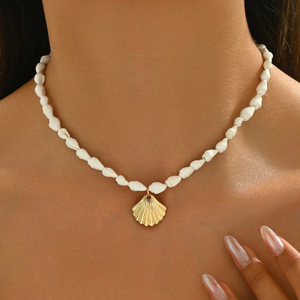 Naszyjnik z muszli - letni choker w stylu boho dla kobiet Qq202574