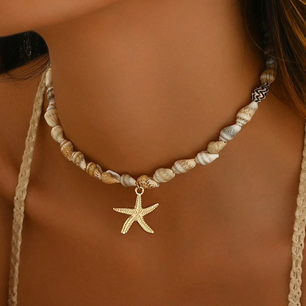 Naszyjnik z muszli - letni choker w stylu boho dla kobiet Qq202577