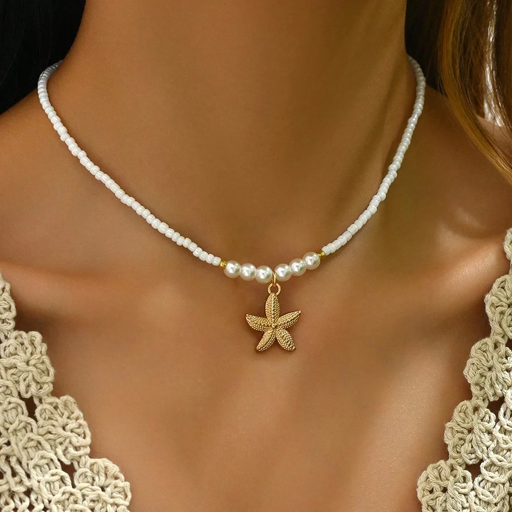 Naszyjnik z muszli - letni choker w stylu boho dla kobiet Qq202578