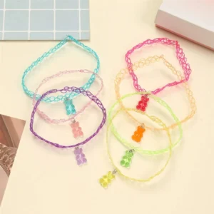 Naszyjniki choker dla dzieci z misiem, zestaw 7 szt. Xl1238