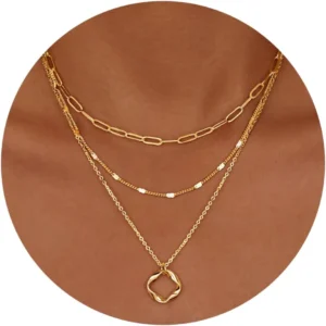 Naszyjniki warstwowe choker z zawieszką - zestaw 3 sztuki Złoty