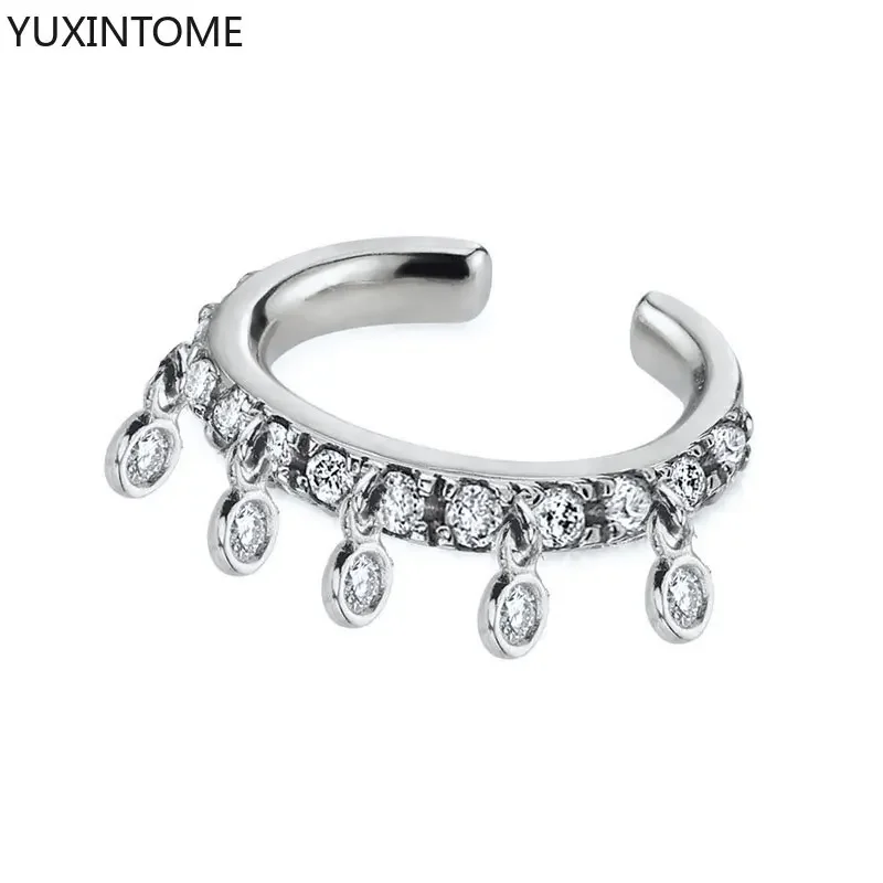Nausznica ear cuff z cyrkonią pozłacana złotem Srebrny