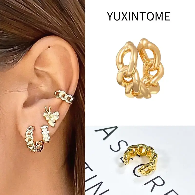 Nausznica ear cuff z cyrkonią pozłacana złotem Wielokolorowy