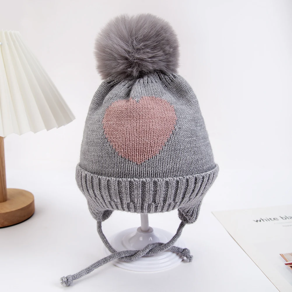 Niemowlęca czapka turban z pomponem dla dzieci Srebrny