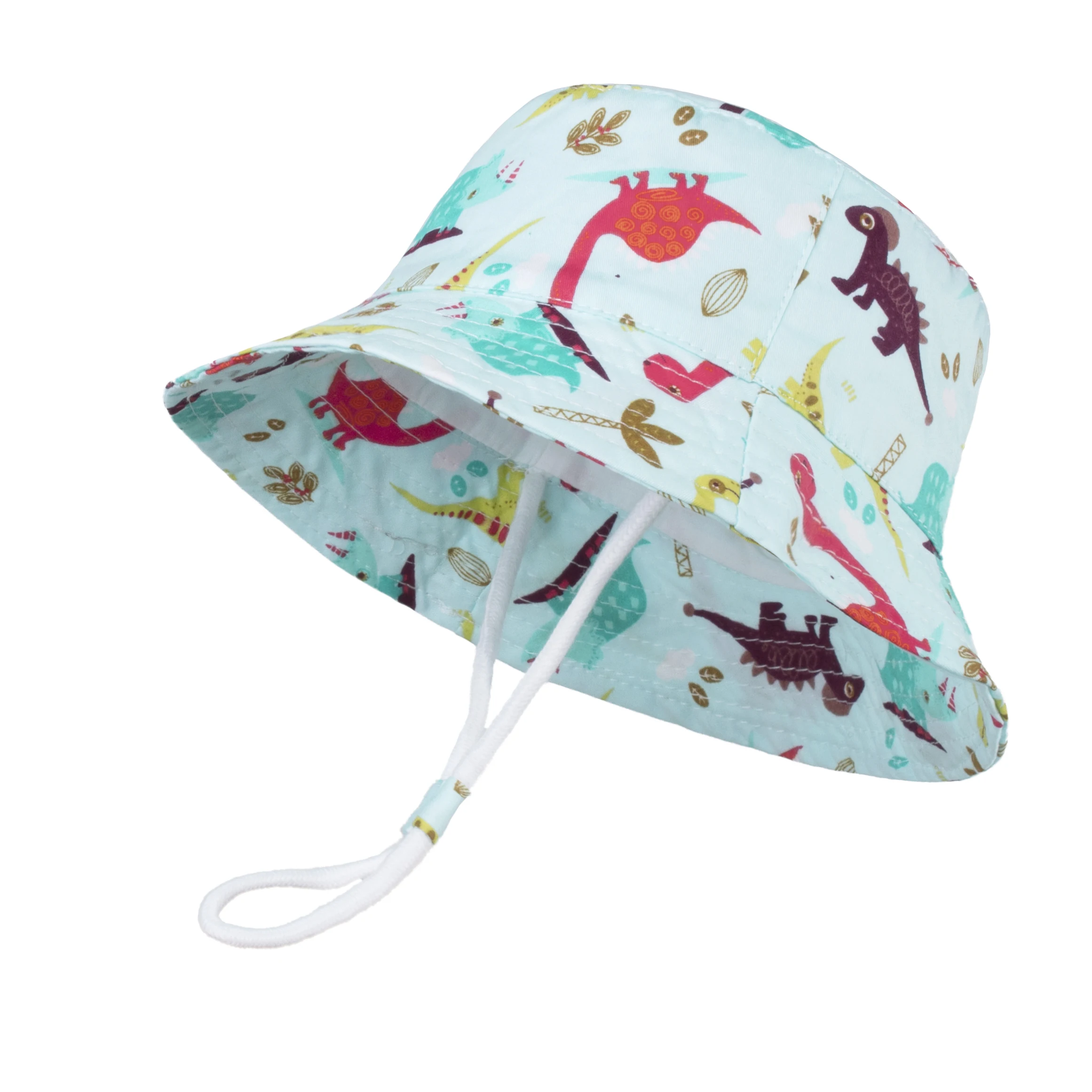 Niemowlęcy kapelusz typu bucket - przewiewna czapka dla dzieci Colorful dinosaurs