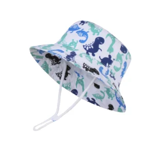 Niemowlęcy kapelusz typu bucket - przewiewna czapka dla dzieci Tricolor dinosaur