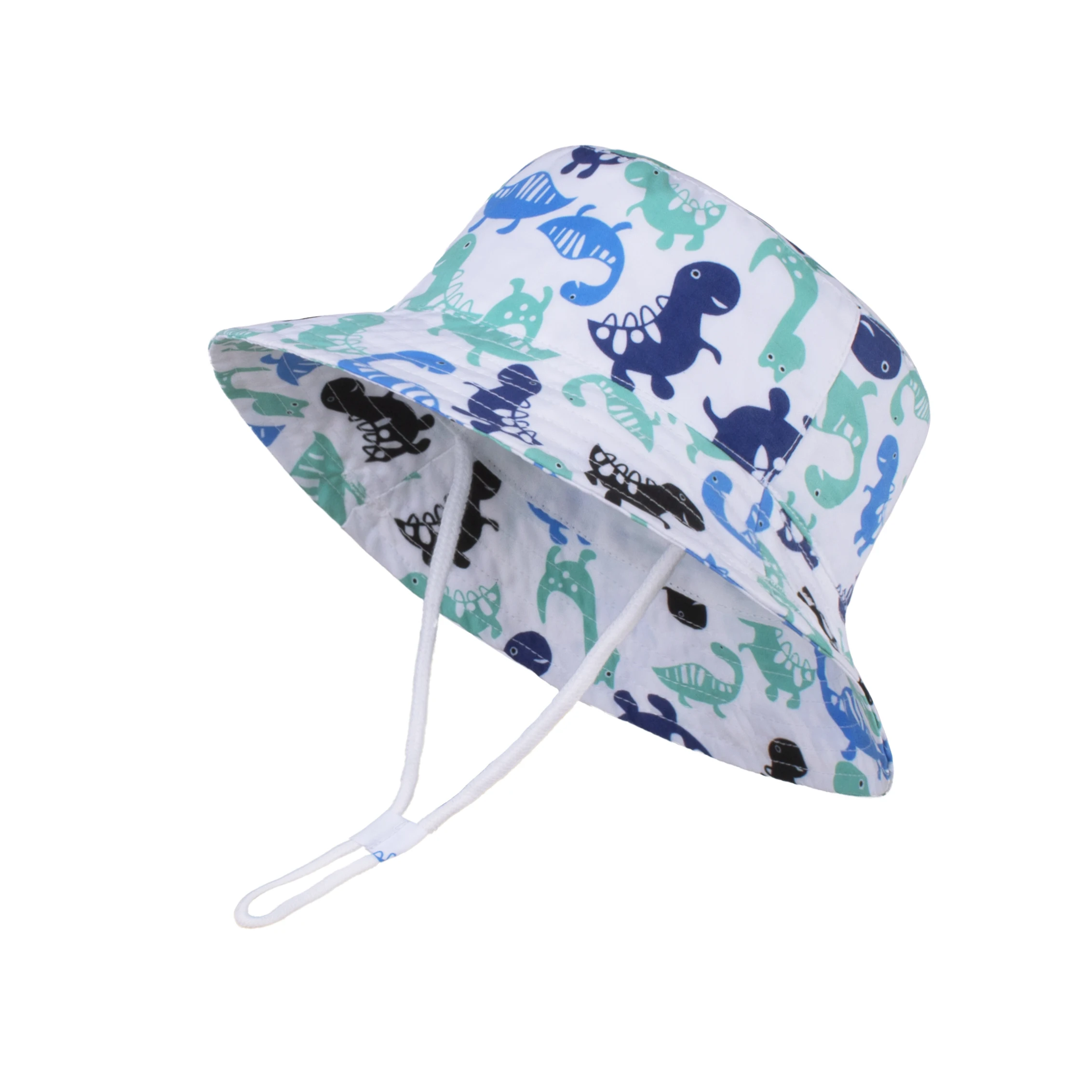 Niemowlęcy kapelusz typu bucket - przewiewna czapka dla dzieci Tricolor dinosaur