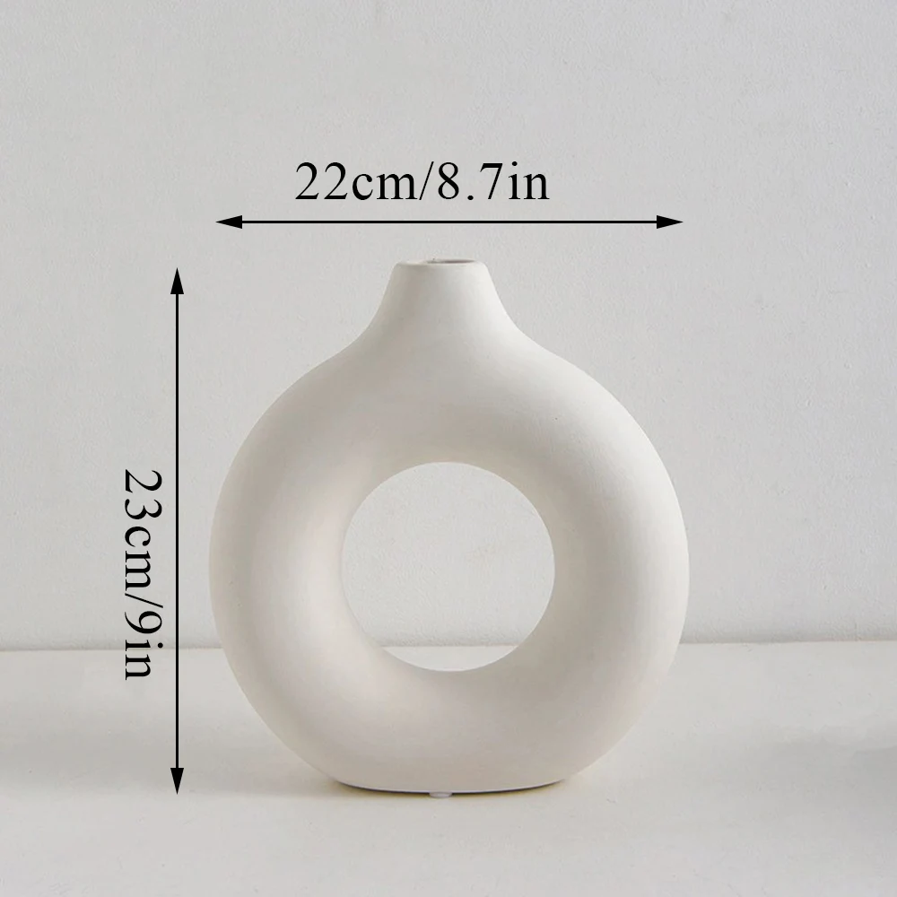 Nordycki okrągły wazon ceramiczny na kwiaty do salonu 23x22cm